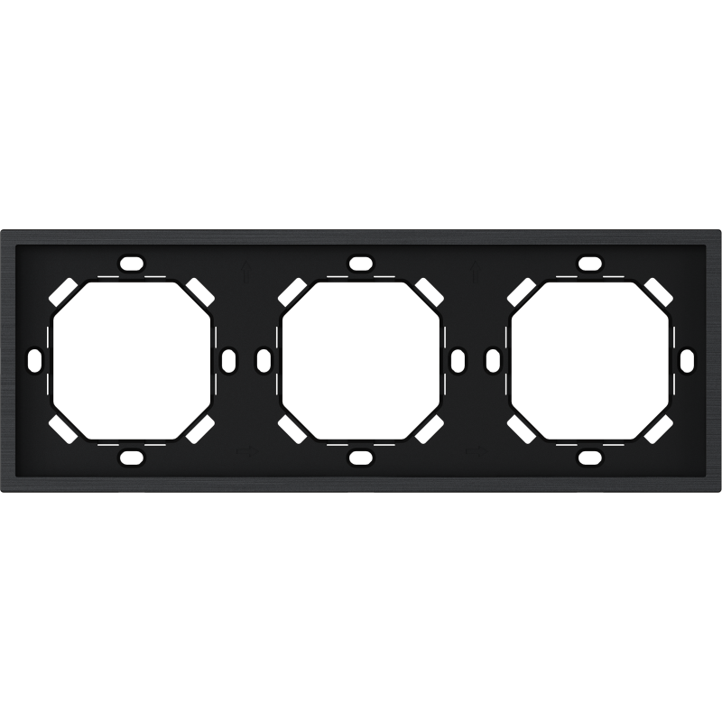Xelent Series 3 Gang Panel Frame Brushed Aluminium - Black