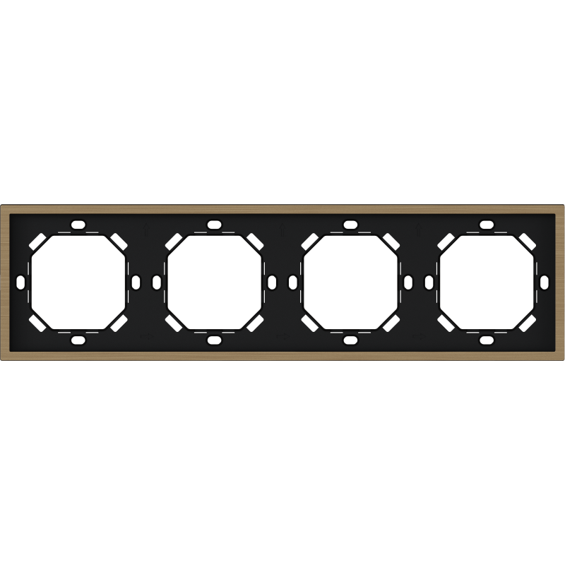 Xelent Series 4 Gang Panel Frame Brushed Aluminium - Brass