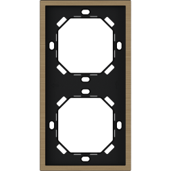Xelent Series 2 Gangs Panel Frame Vertical Brushed Aluminium - Brass