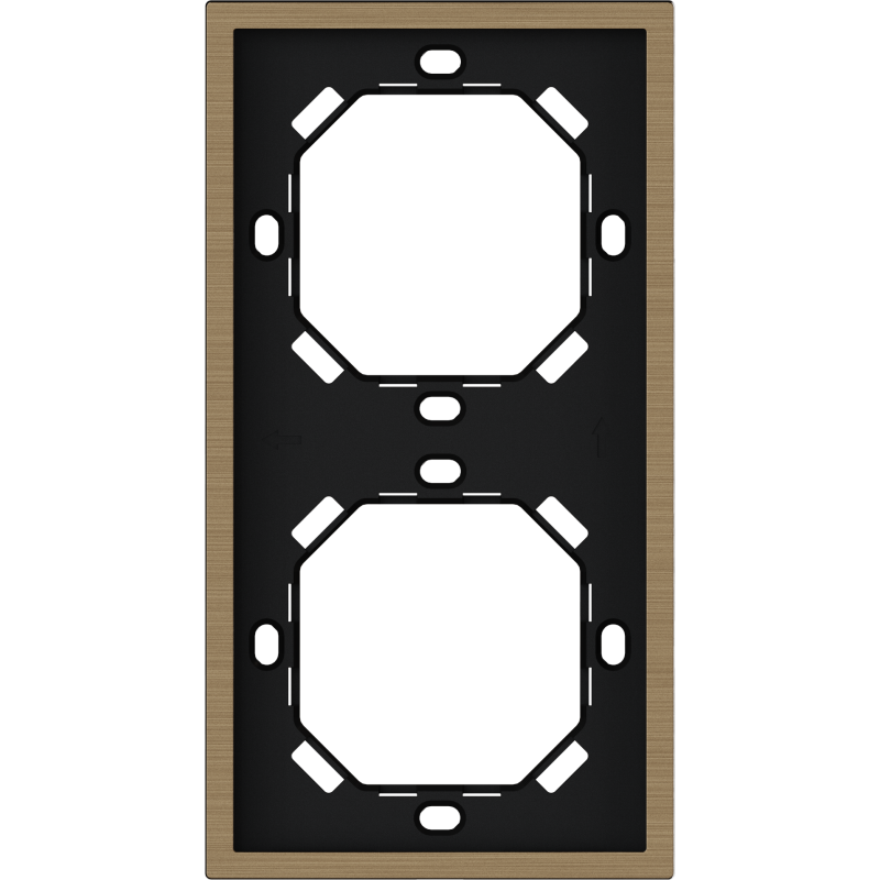 Xelent Series 2 Gangs Panel Frame Vertical Brushed Aluminium - Brass