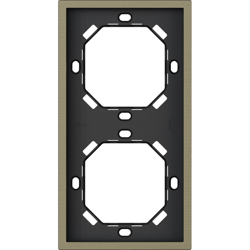 Xelent Series 2 Gang Panel Frame Vertical Brushed Aluminium - Antique Bronze