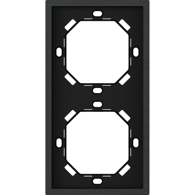 Xelent Series 2 Gangs Panel Frame Vertical Brushed Aluminium - Black