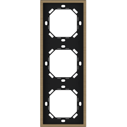 Xelent Series 3 Gang Panel Frame Vertical Brushed Aluminium - Brass