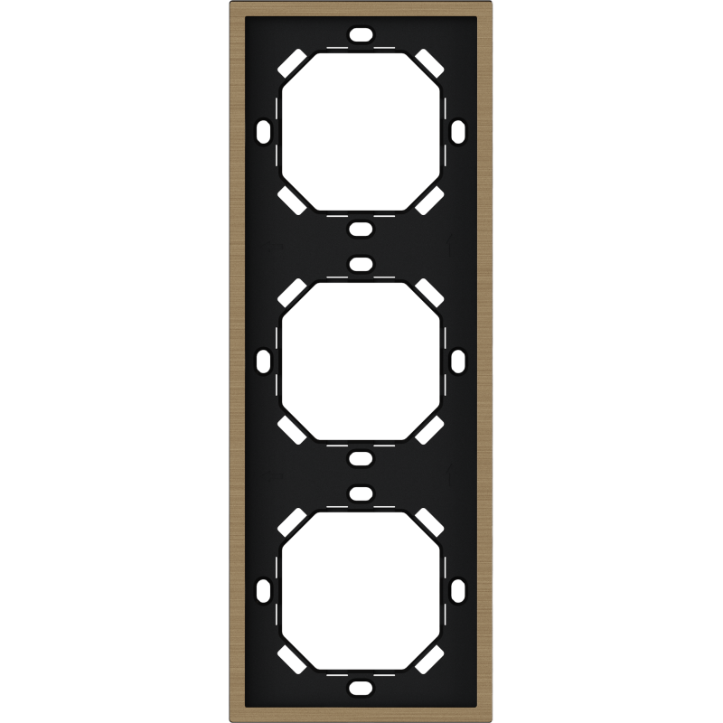 Xelent Series 3 Gang Panel Frame Vertical Brushed Aluminium - Brass
