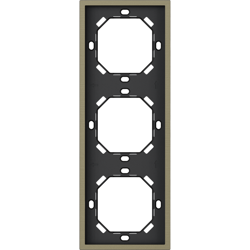 Xelent Series 3 Gang Panel Frame Vertical Brushed Aluminium - Antique Bronze