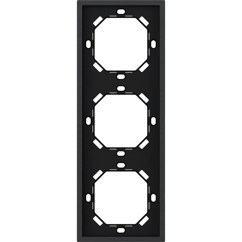 Xelent Series 3 Gang Panel Frame Vertical Brushed Aluminium - Black