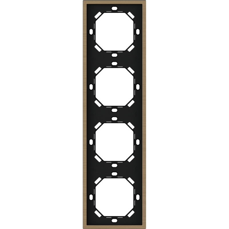 Xelent Series 4 Gang Panel Frame Vertical Brushed Aluminium - Brass