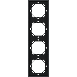Xelent Series 4 Gang Panel Frame Vertical Brushed Aluminium - Black