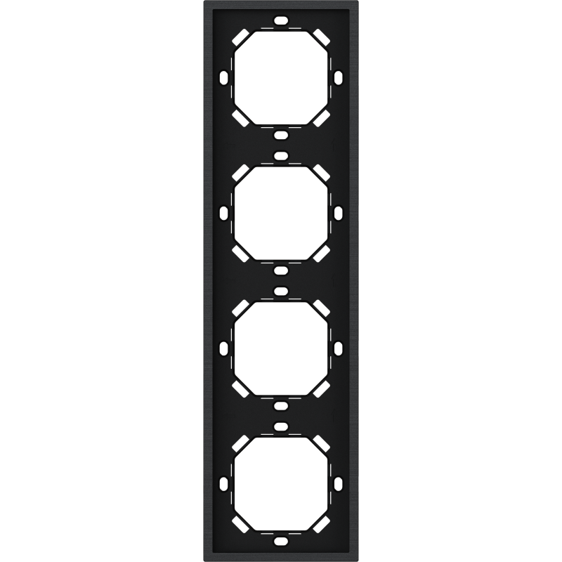 Xelent Series 4 Gang Panel Frame Vertical Brushed Aluminium - Black