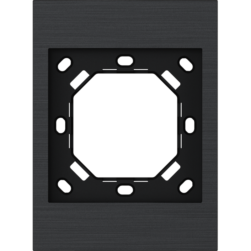 Xelent Series 1 Gang Panel Frame US Brushed Aluminium - Black